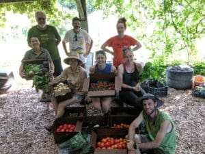 Antioch students with vegetables